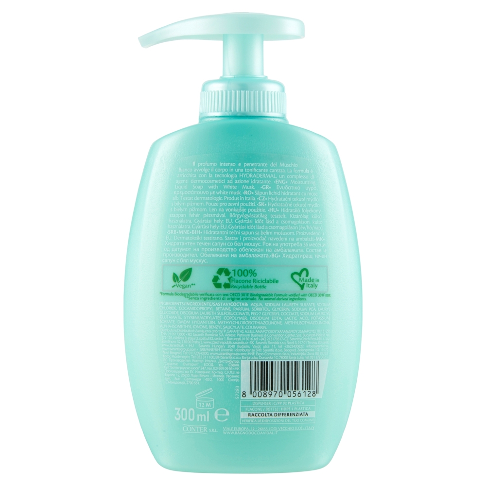 Vidal White Musk Sapone Liquido Muschio Bianco 300 ml